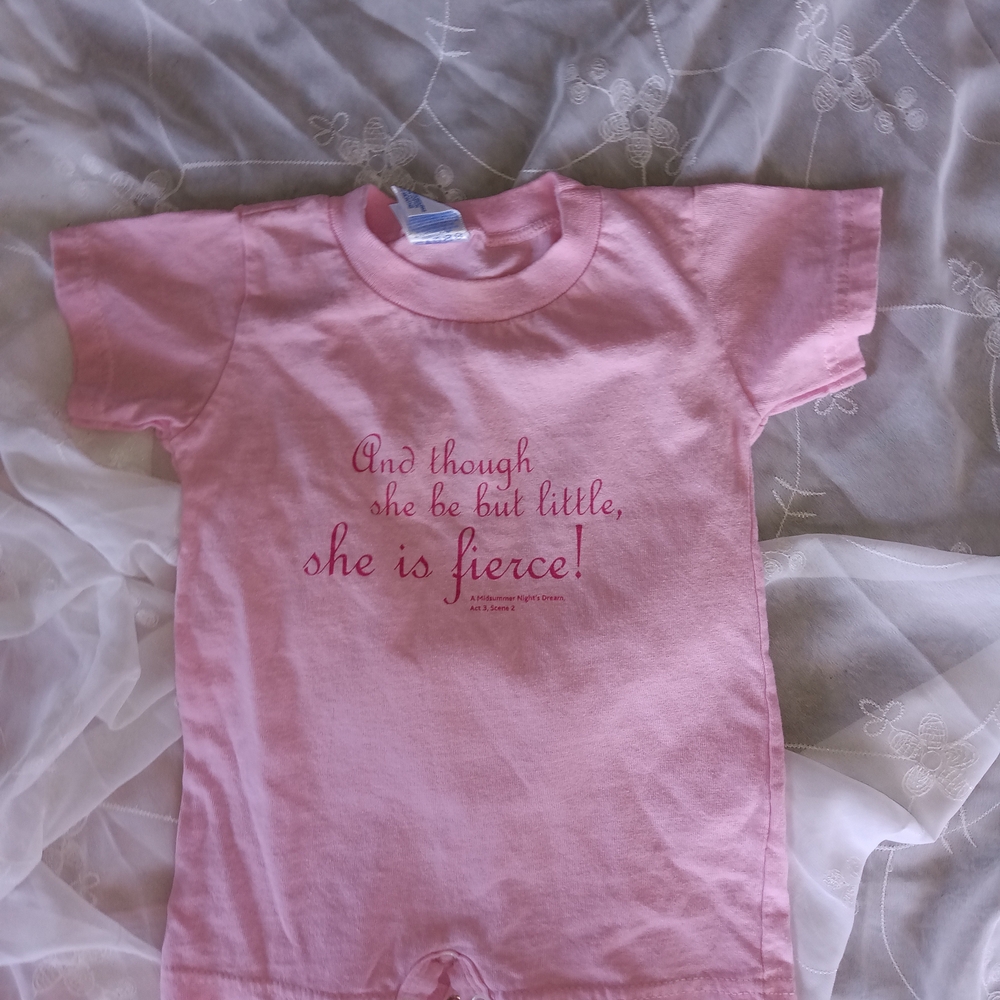Pink Baby Onesie with a Midsummer Night's DreamQuote
